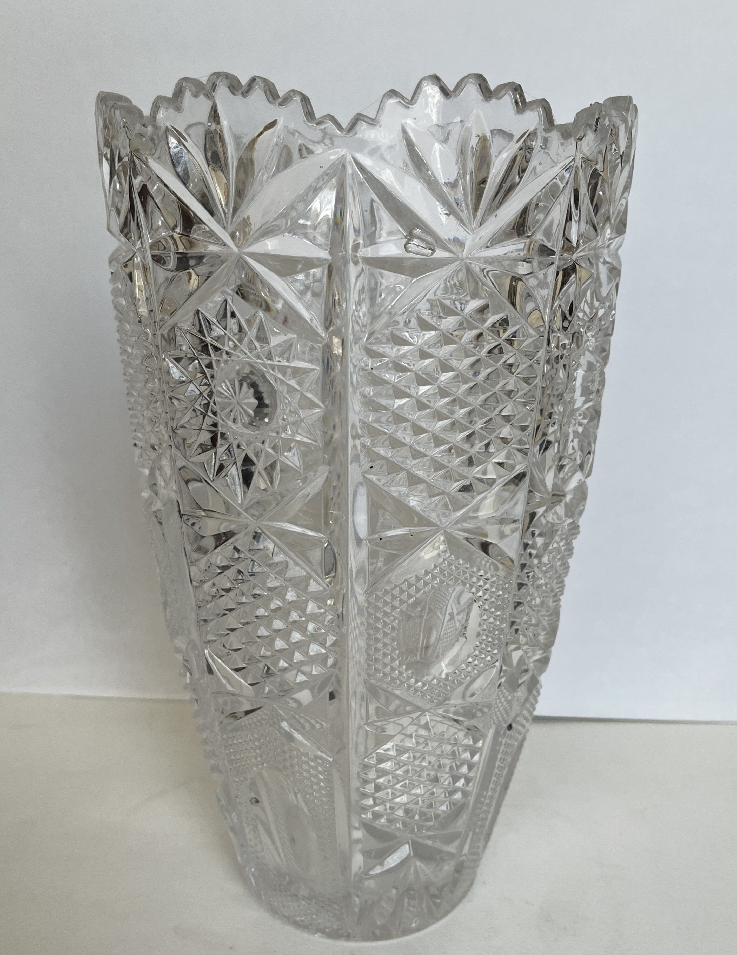 Carved crystal vase
