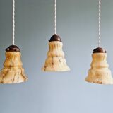Set of 3 Art Deco pendant lights in marbled opaline, 1920s-30s