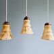 Set of 3 Art Deco marbled opaline pendant lights, 1920s-30s