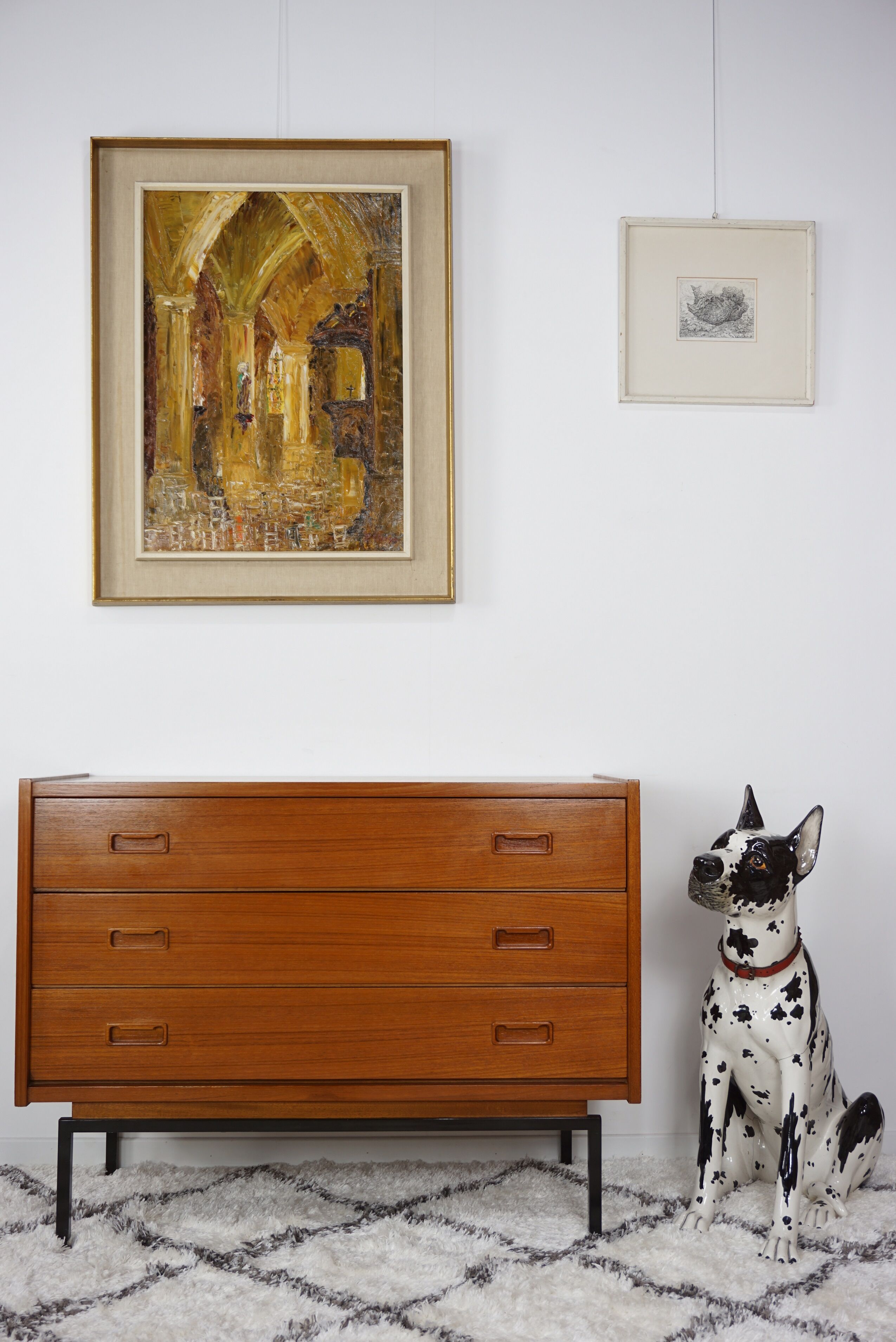 Commode en teck et métal années 60