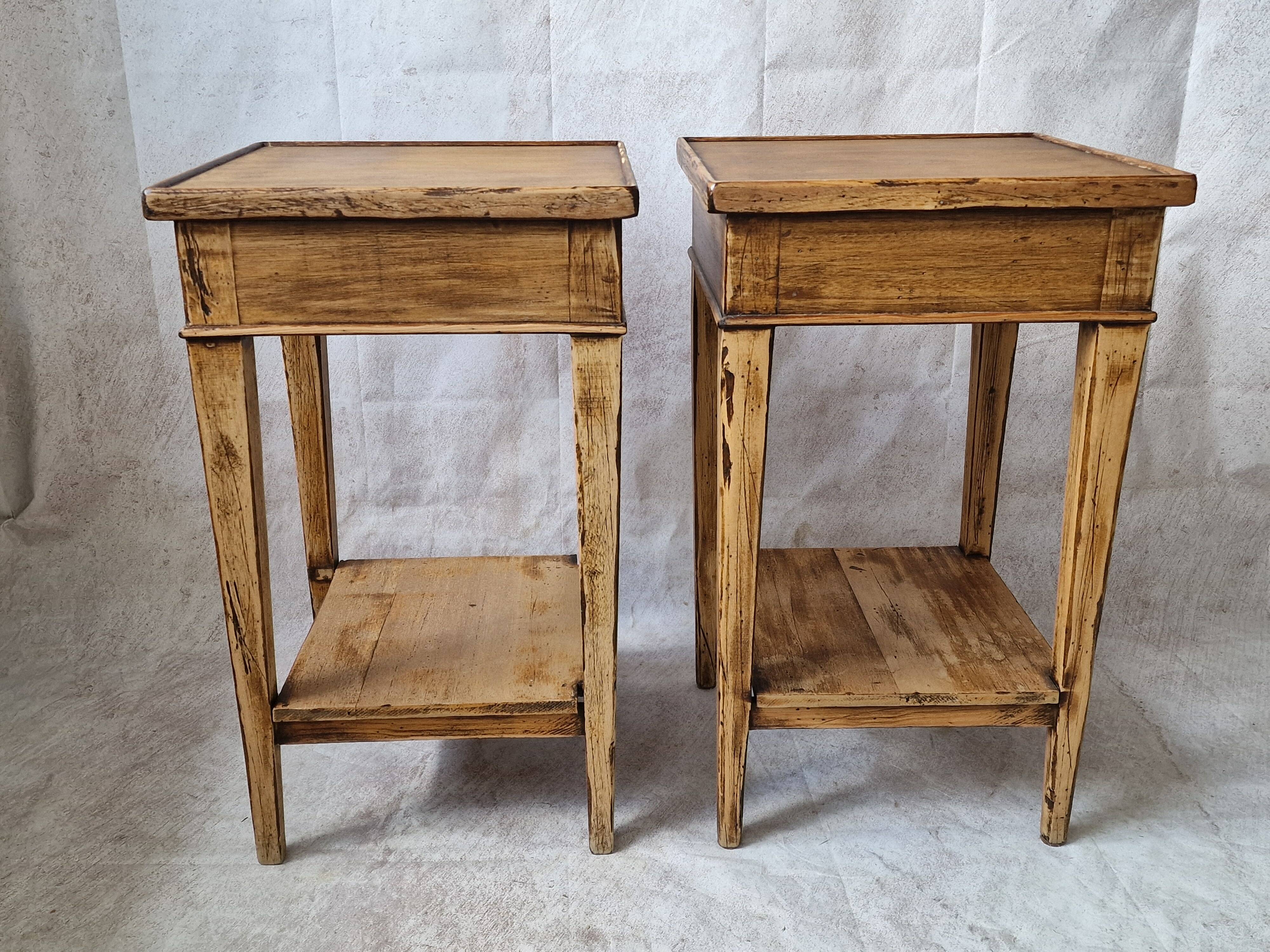 Pair of light wood bedside tables