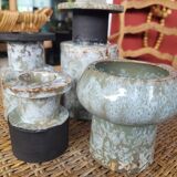 Set of 4 signed enameled vases