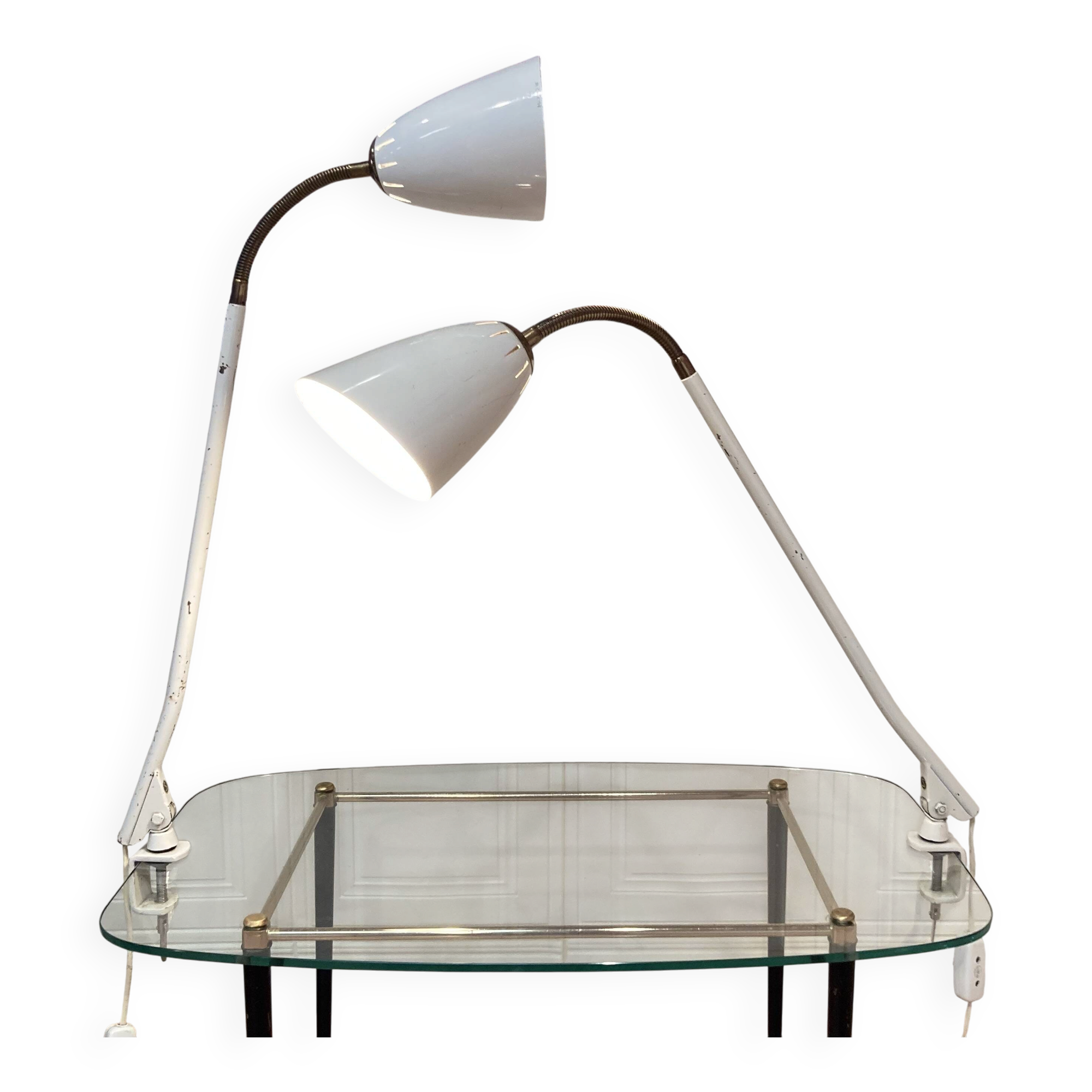 Pair of large modular scandinavian design wall lights from the 1950s.