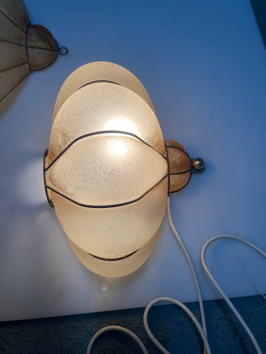 Wrought Iron & Murano Glass Wall Sconces, Italy, 1960s, Set of 2 