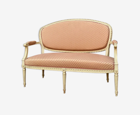 Banquette en bois laqué de style Louis XVI, XIXeme siècle