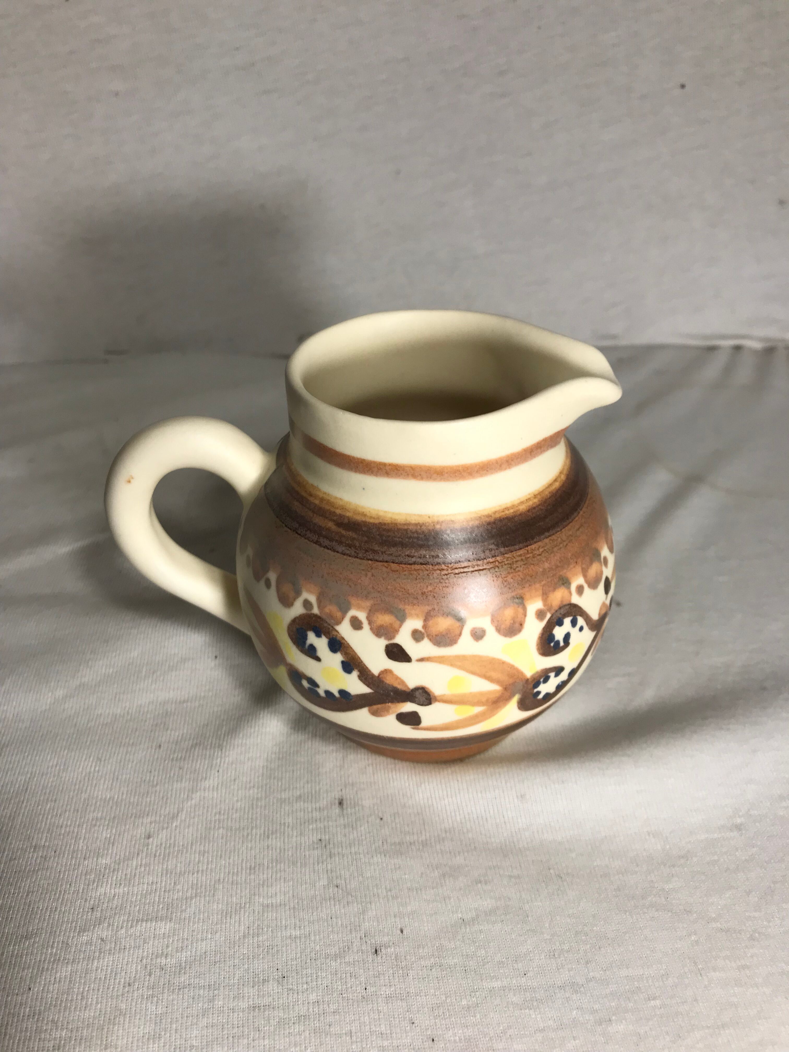 Old Quimper ceramic beige vintage ceramic jug