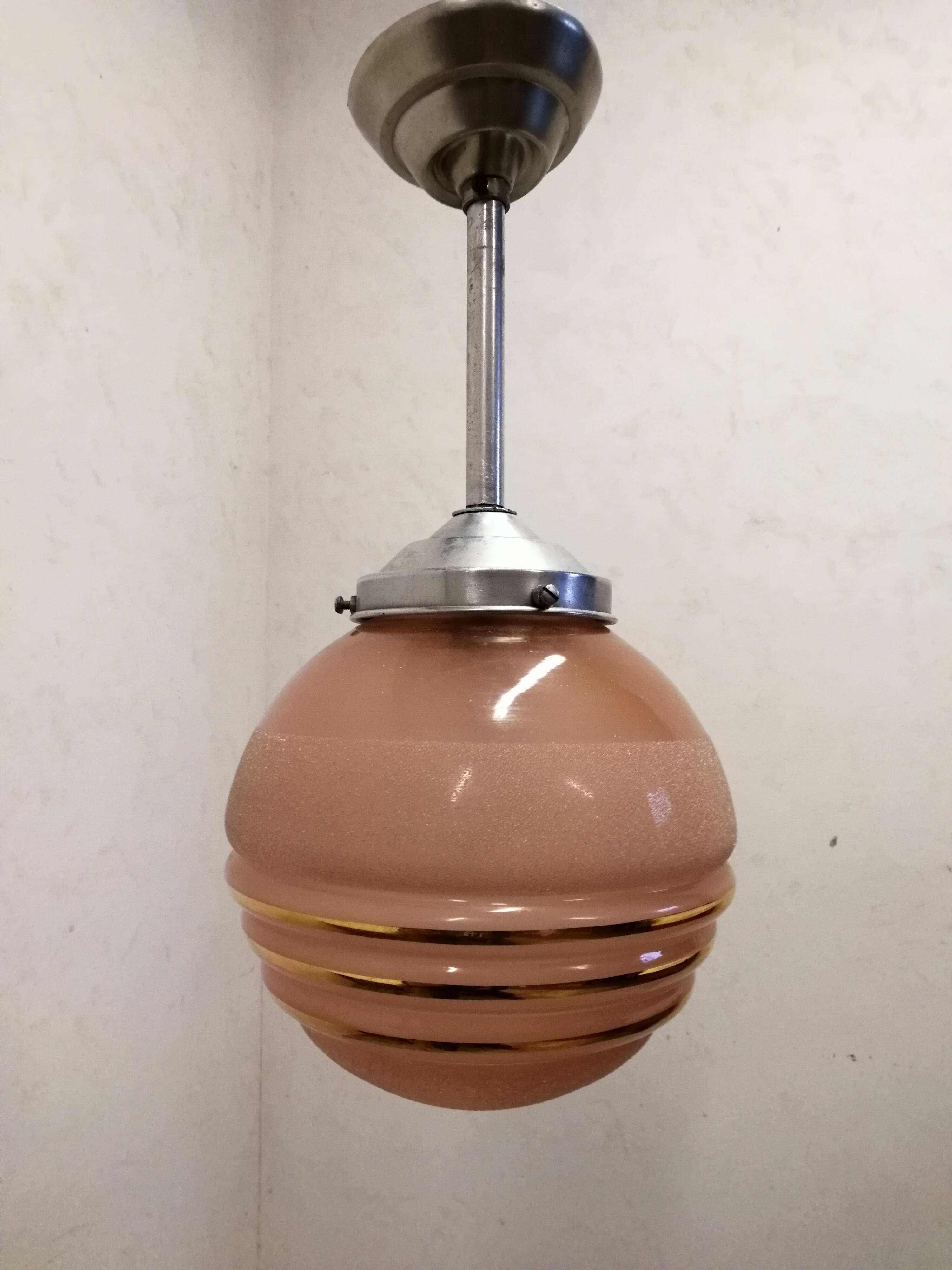 Art deco style frosted glass pendant light