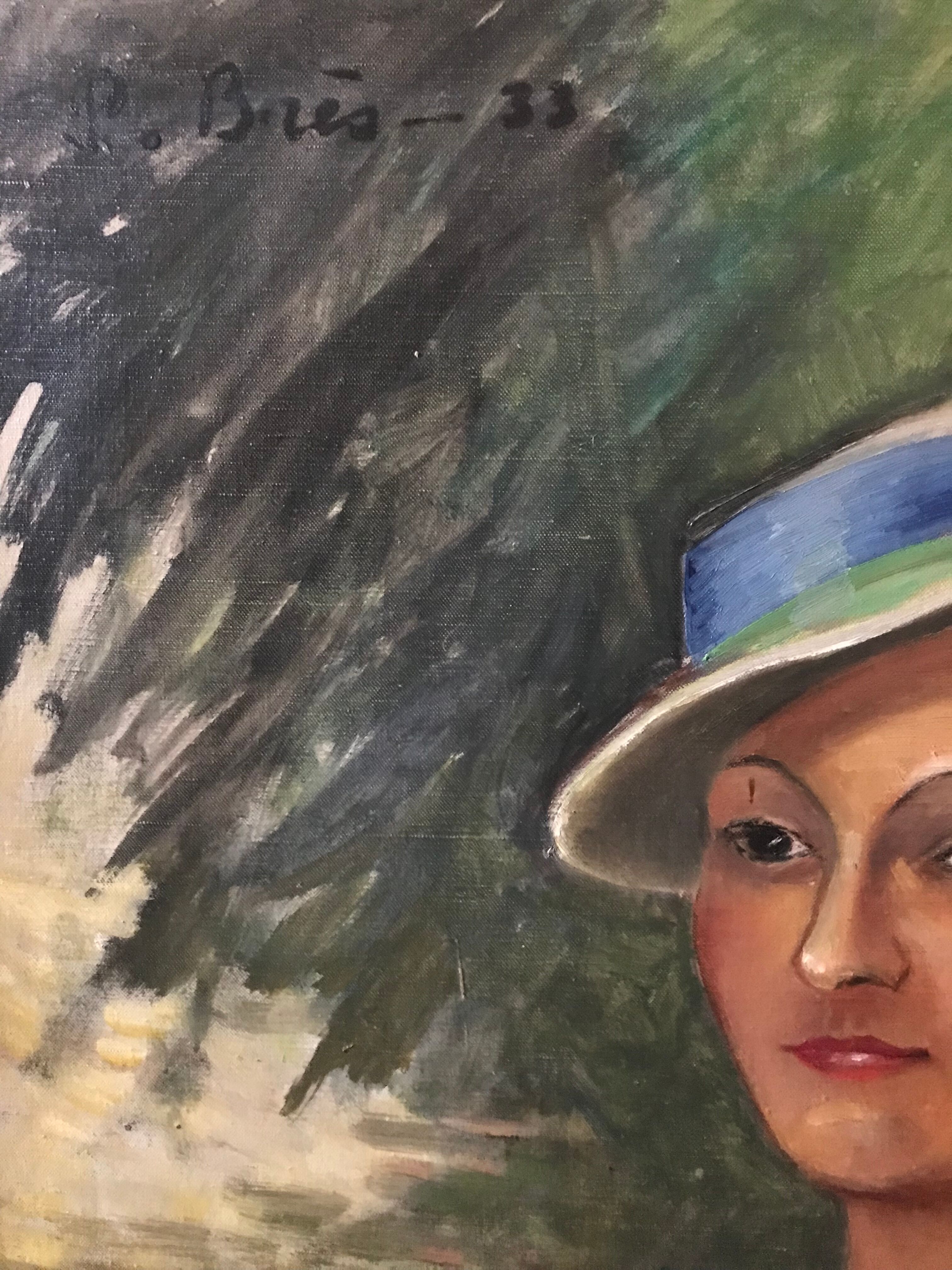 Oil on canvas portrait of a woman 20th century