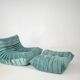 Togo set of armchair and pouf in mint velvet