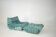 Togo set of armchair and pouf in mint velvet