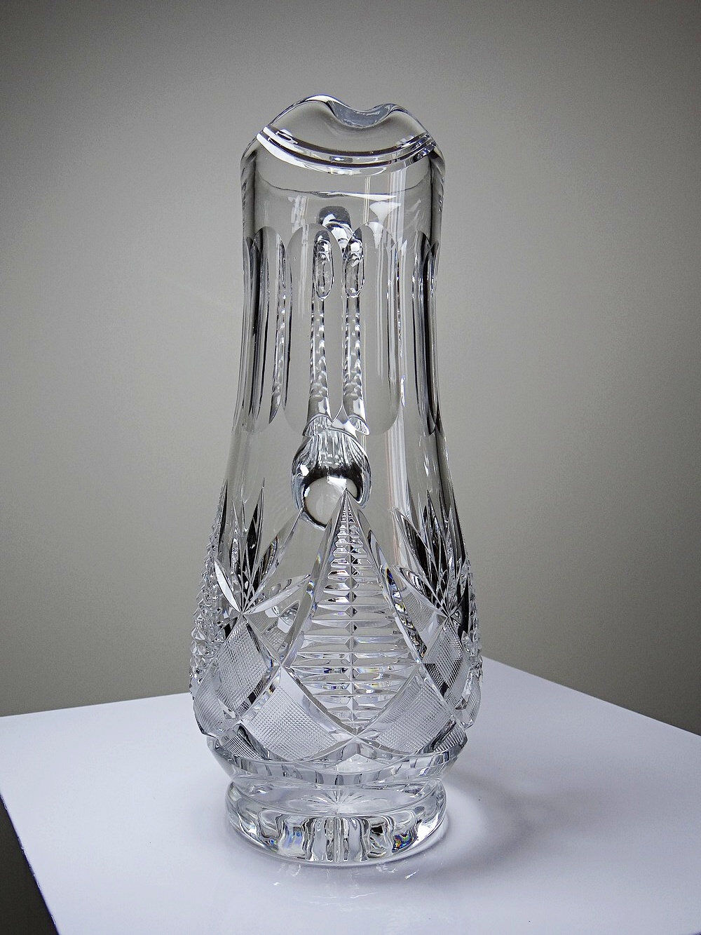 Large cut crystal water pitcher, European crystal makers 20th century