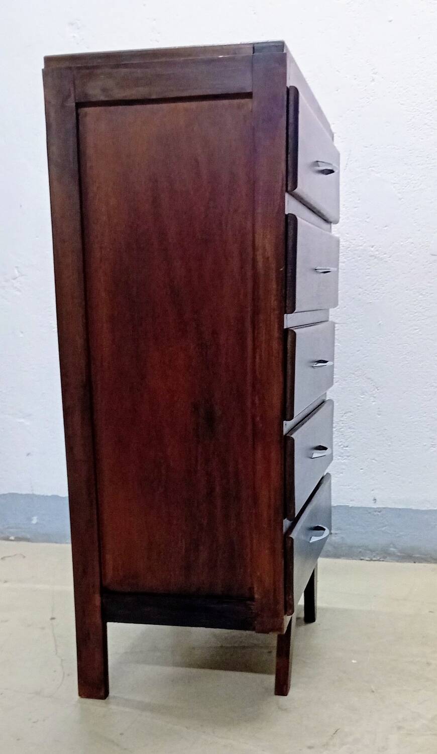 Scandinavian bedside chest of drawers mid-century vintage compass feet
