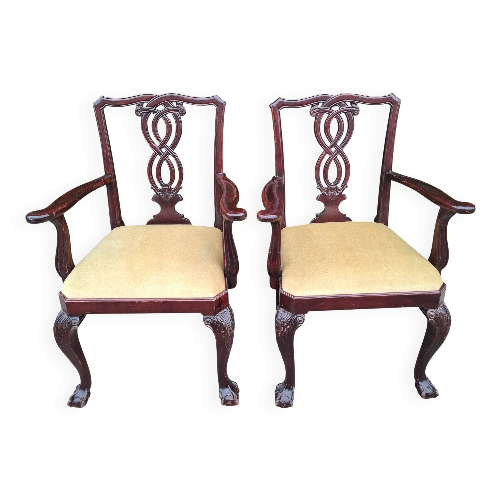 2 Chippendale-style armchairs