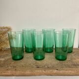 6 vintage emerald green glasses