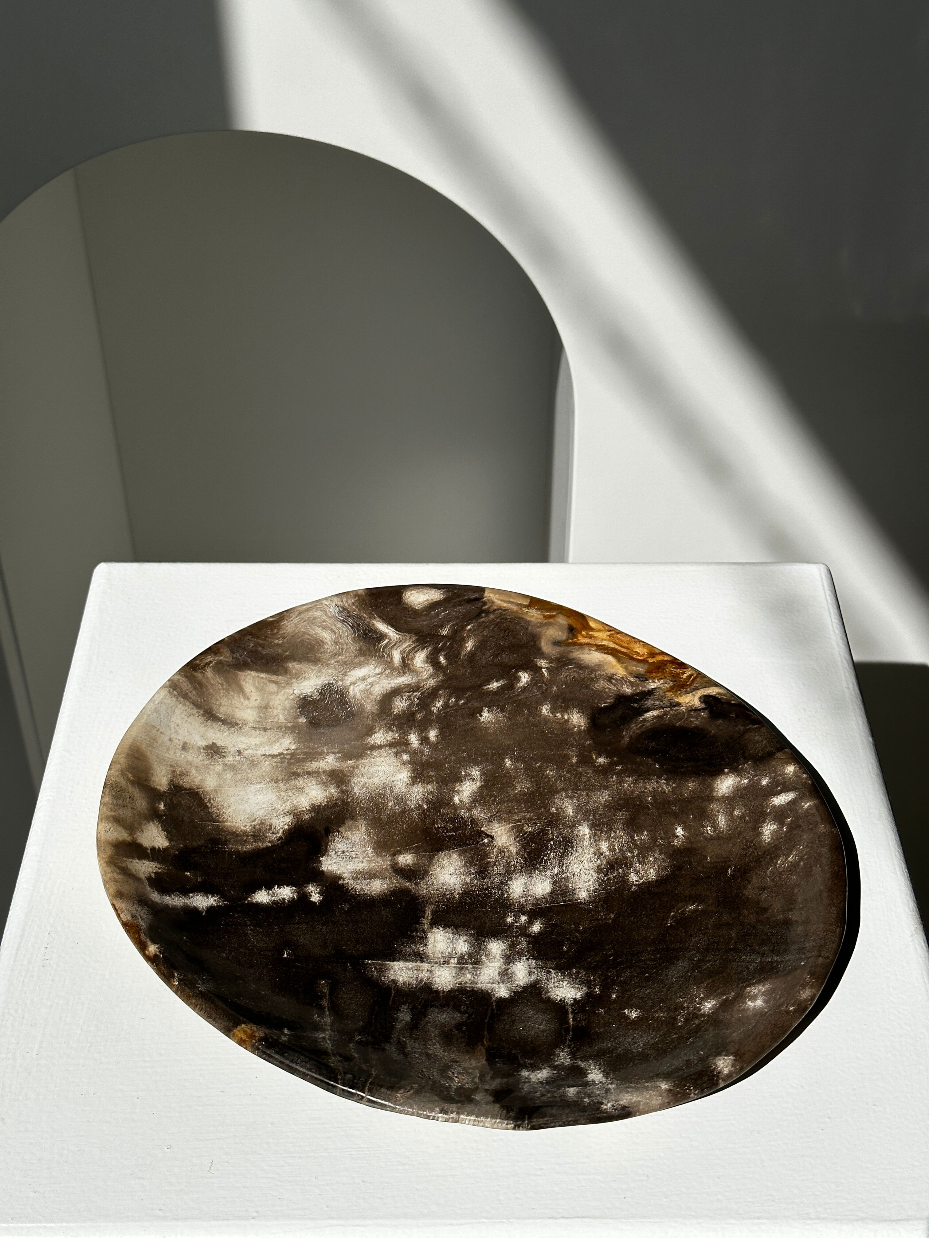 Dish in petrified wood