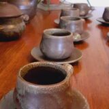 Vintage stoneware coffee set from the 60s, Maine Sars Pottery