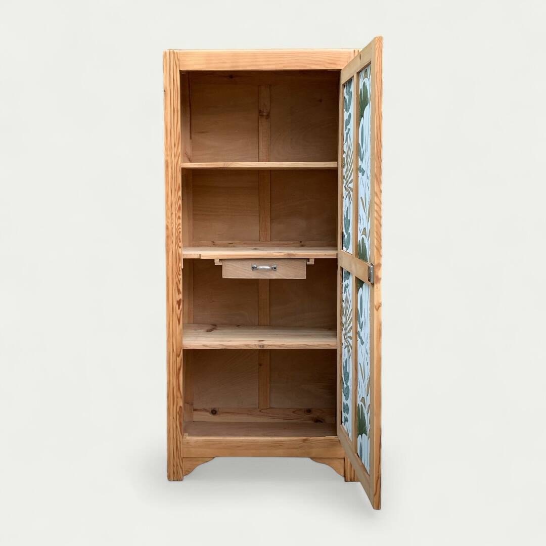 Parisian bonnet wardrobe, raw wood, 1950s