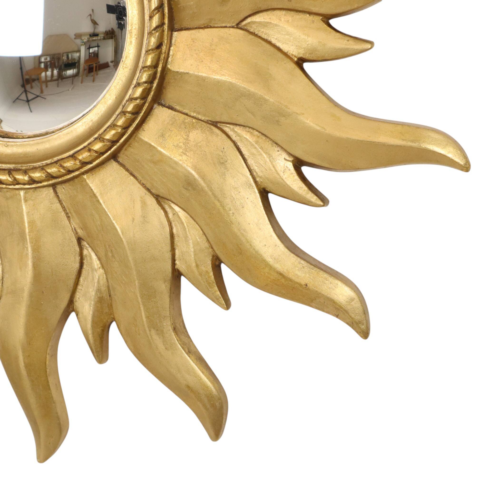 Vintage Gold Sunburst Convex Mirror 54cm