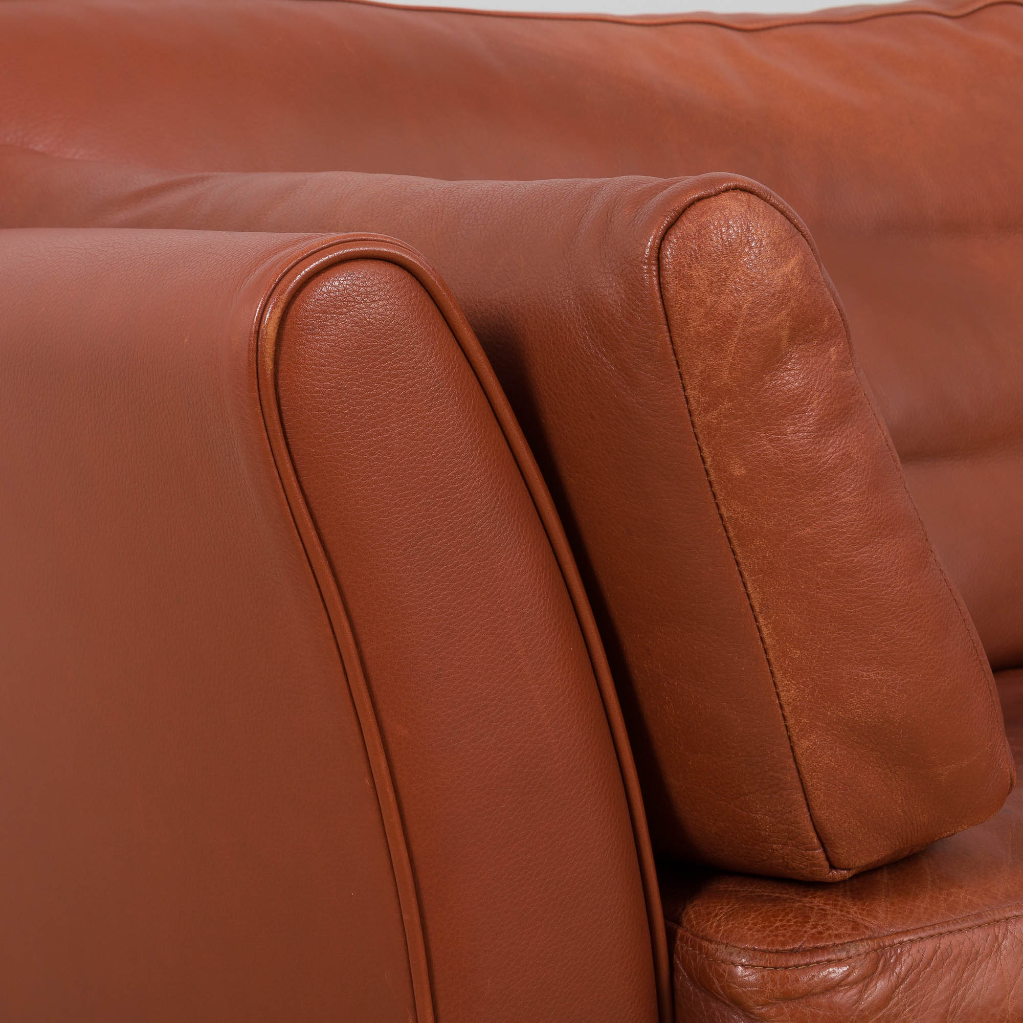 Brown aniline leather sofa, 1970/80s