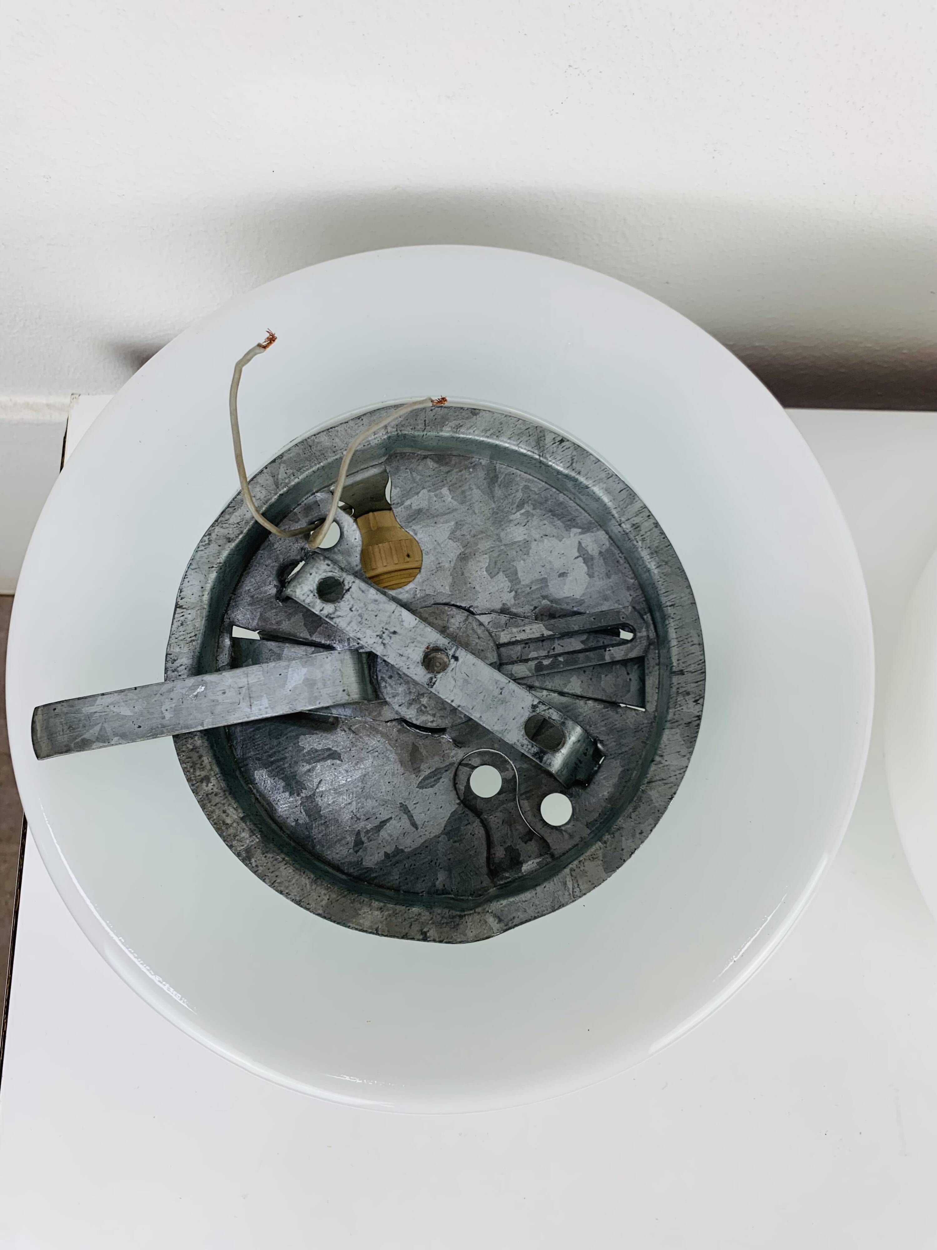 Pair of opaline ball wall lights, vintage half spheres