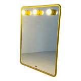 Mirror with integrated yellow metal bulbs, 1970