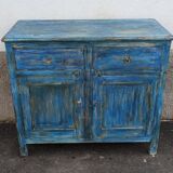 Blue wooden buffet with 2 drawers and 2 doors