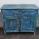 Buffet en bois bleu avec 2 tiroirs et 2 portes