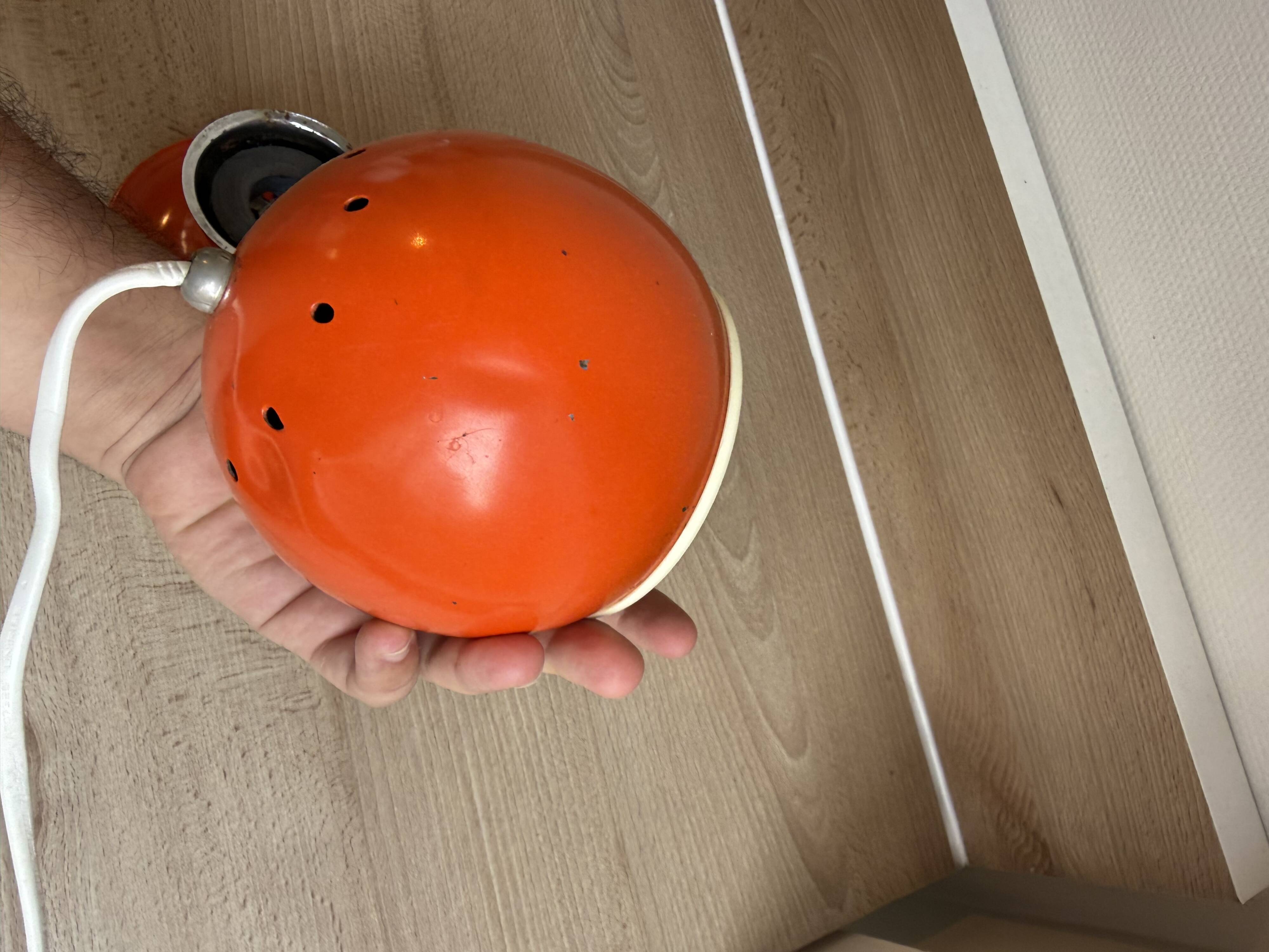 Eyeball Magnet Table Lamp – Orange & Chrome Metal (1970s)