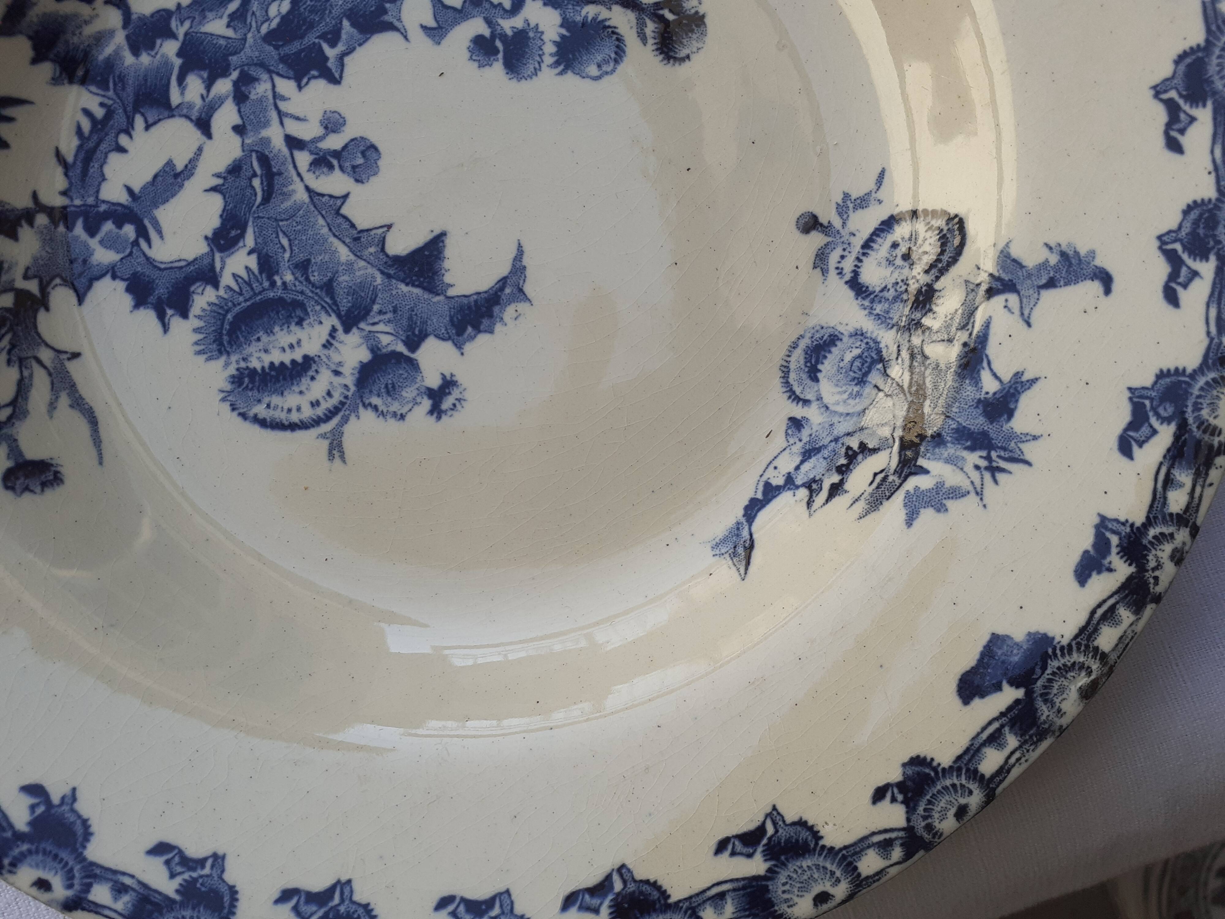 Set de 6 assiettes creuses Gien modèle chardon