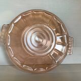 Plat verre rose avec anses style Rosaline