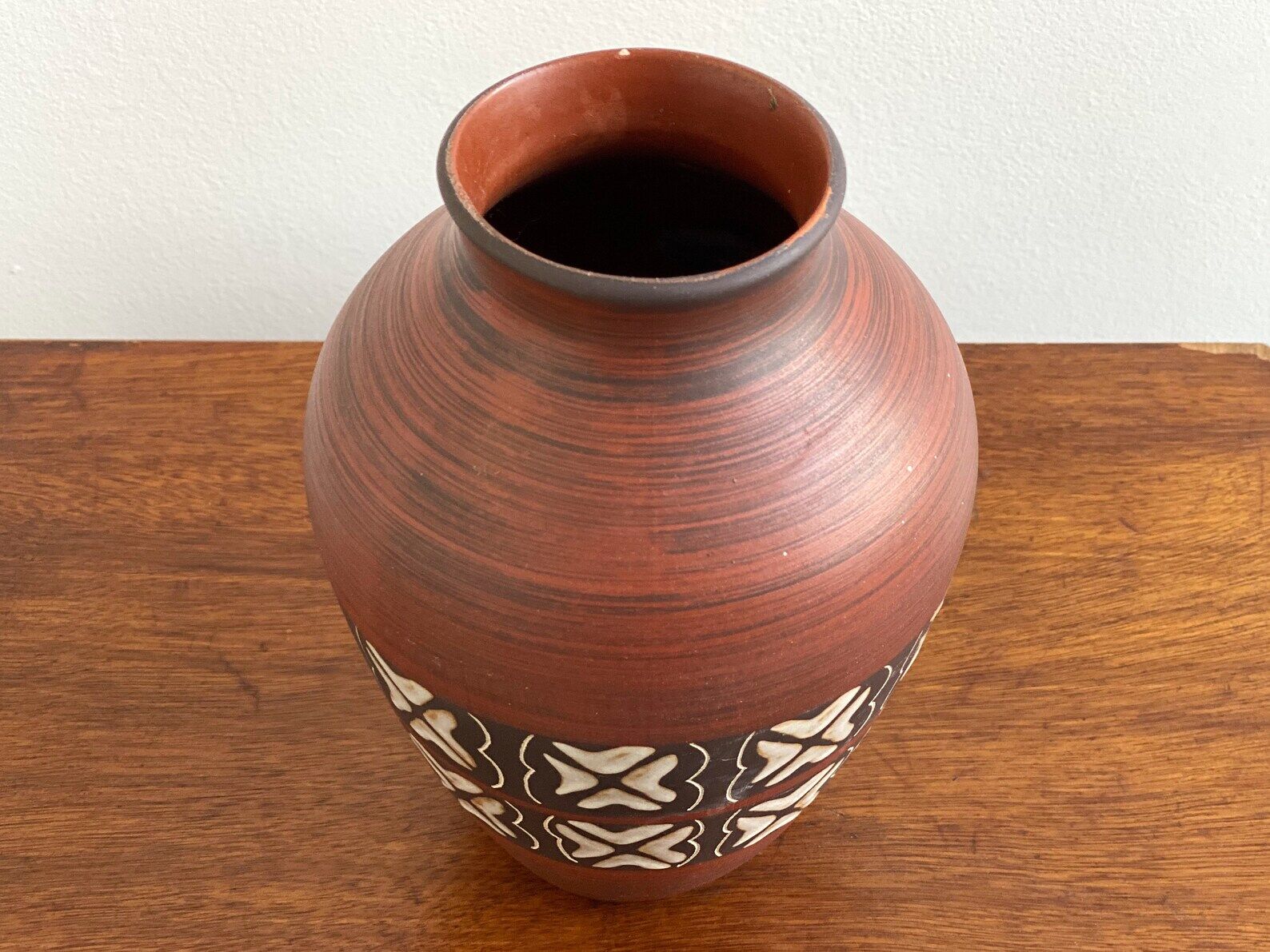 Vintage brown ceramic German vase, Mid Century West Germany pottery