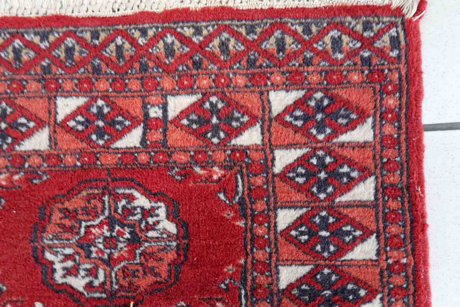 Vintage afghan Ersari handmade carpet 62cm x 88cm 1970s