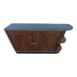 Art Deco low cabinet with two doors and shelf in walnut veneer