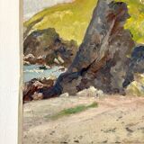 Peinture à l'huile sur toile "Falaise et mer" n°22