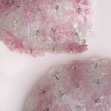 Set of Murano Ceiling Light and 2 Murano Wall Light Pink Flower by Seguso