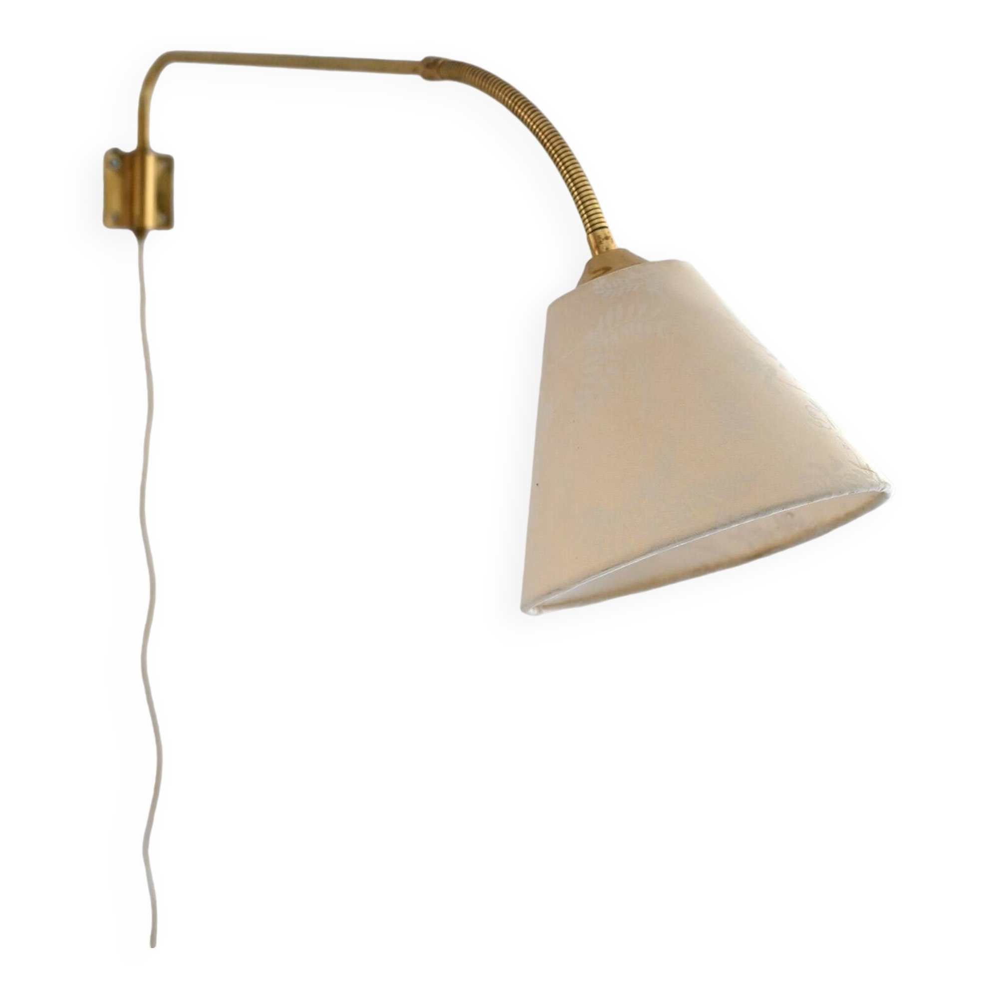 Vintage wall light in gold metal and cotton
