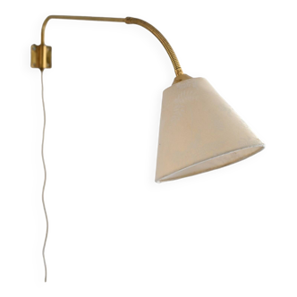 Vintage wall light in gold metal and cotton