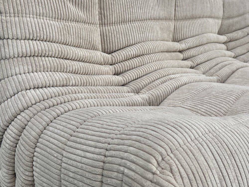 Togo sofa in beige corduroy attributed to Michel Ducaroy for Ligne Roset