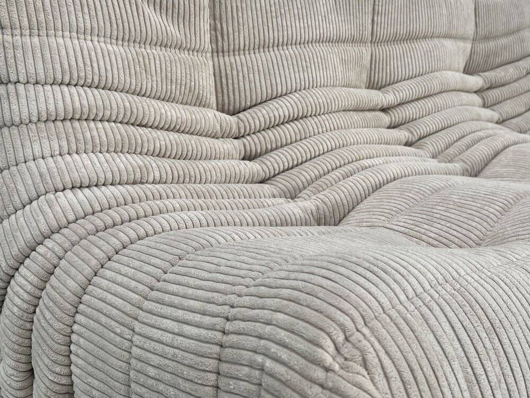 Togo sofa in beige corduroy attributed to Michel Ducaroy for Ligne Roset