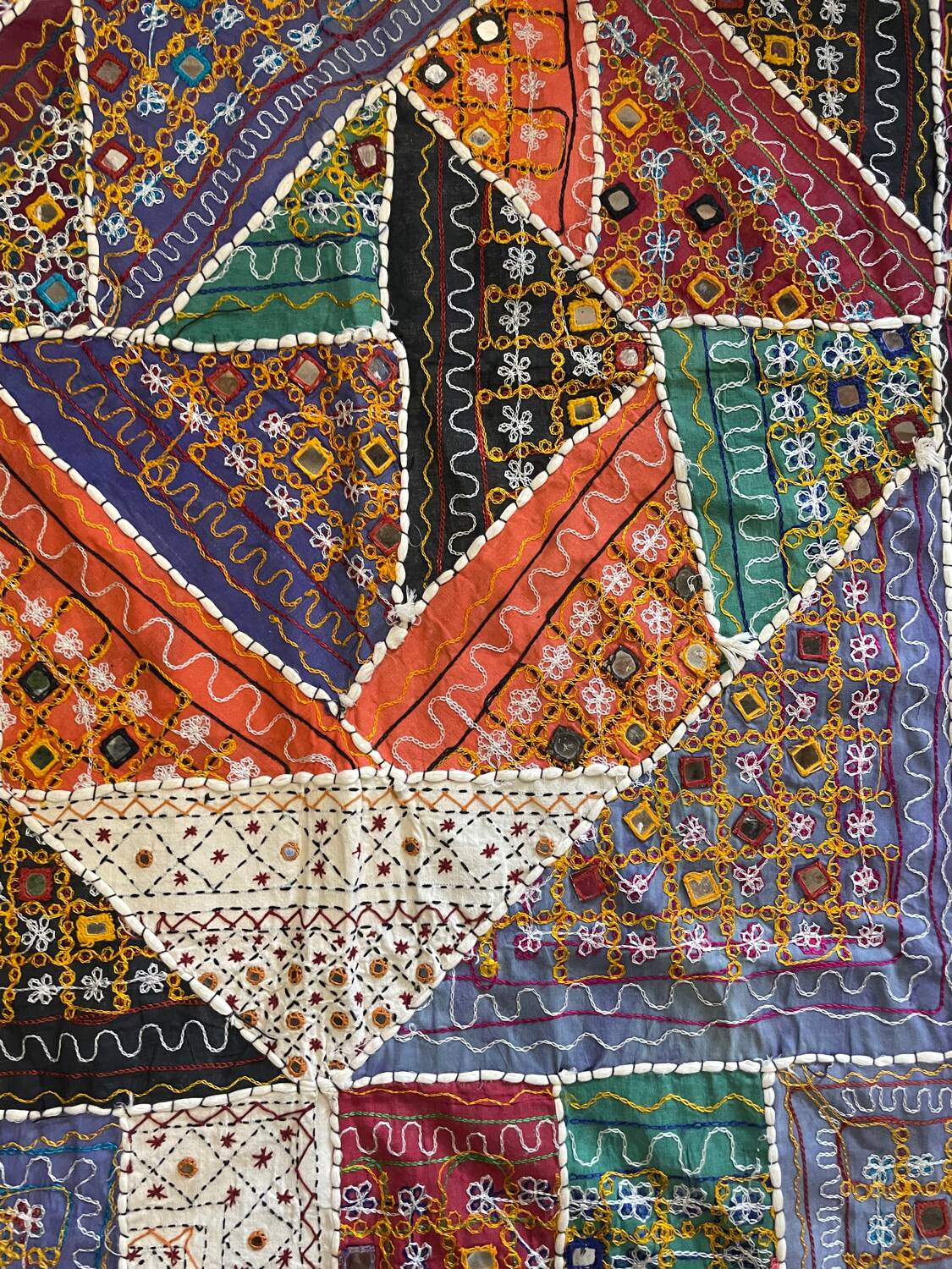 Oriental tablecloth with mirror and embroidery