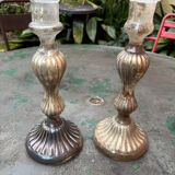 Pair of eglomisé candlesticks
