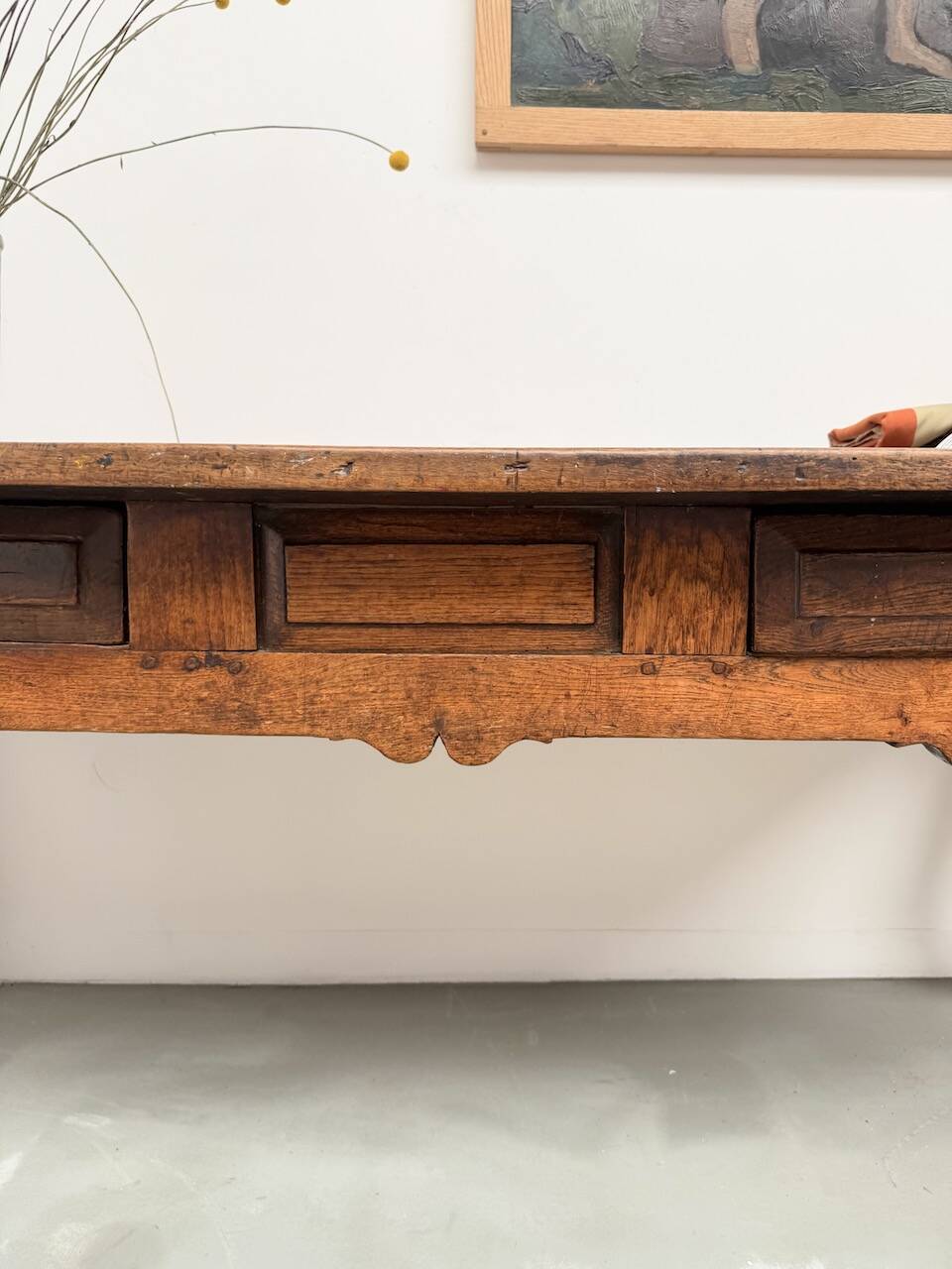 19th century walnut drapery table 2m1