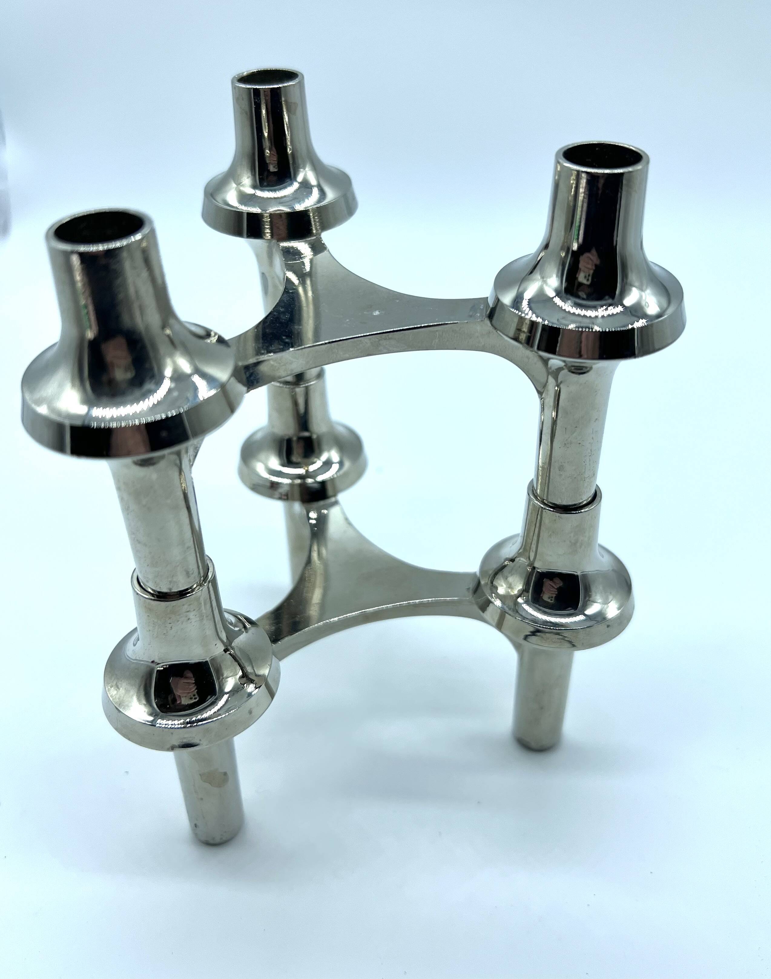 Pair of modular candle holders, German design, Nagel type, 1970s.