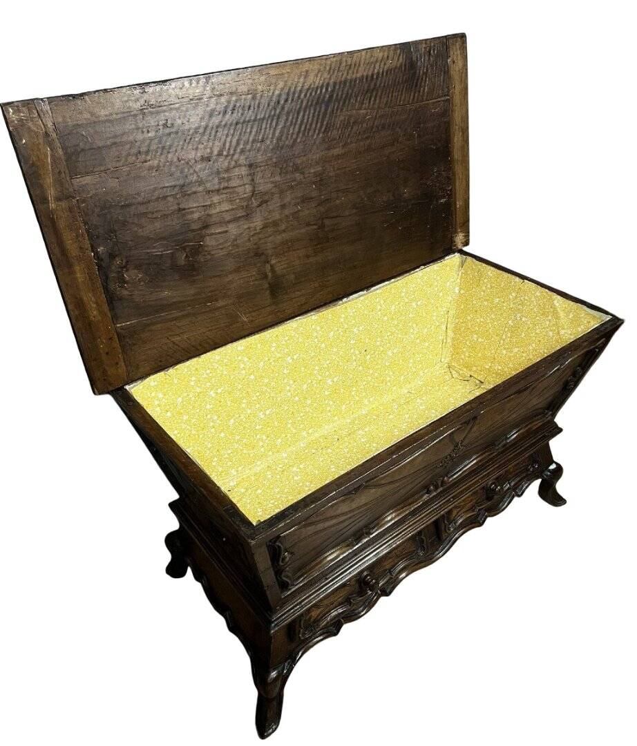 Louis XV style kneading trough in solid walnut