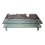 Table basse à deux plateaux en verre
