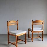2 Carved solid pine chairs | Denmark | 1970s