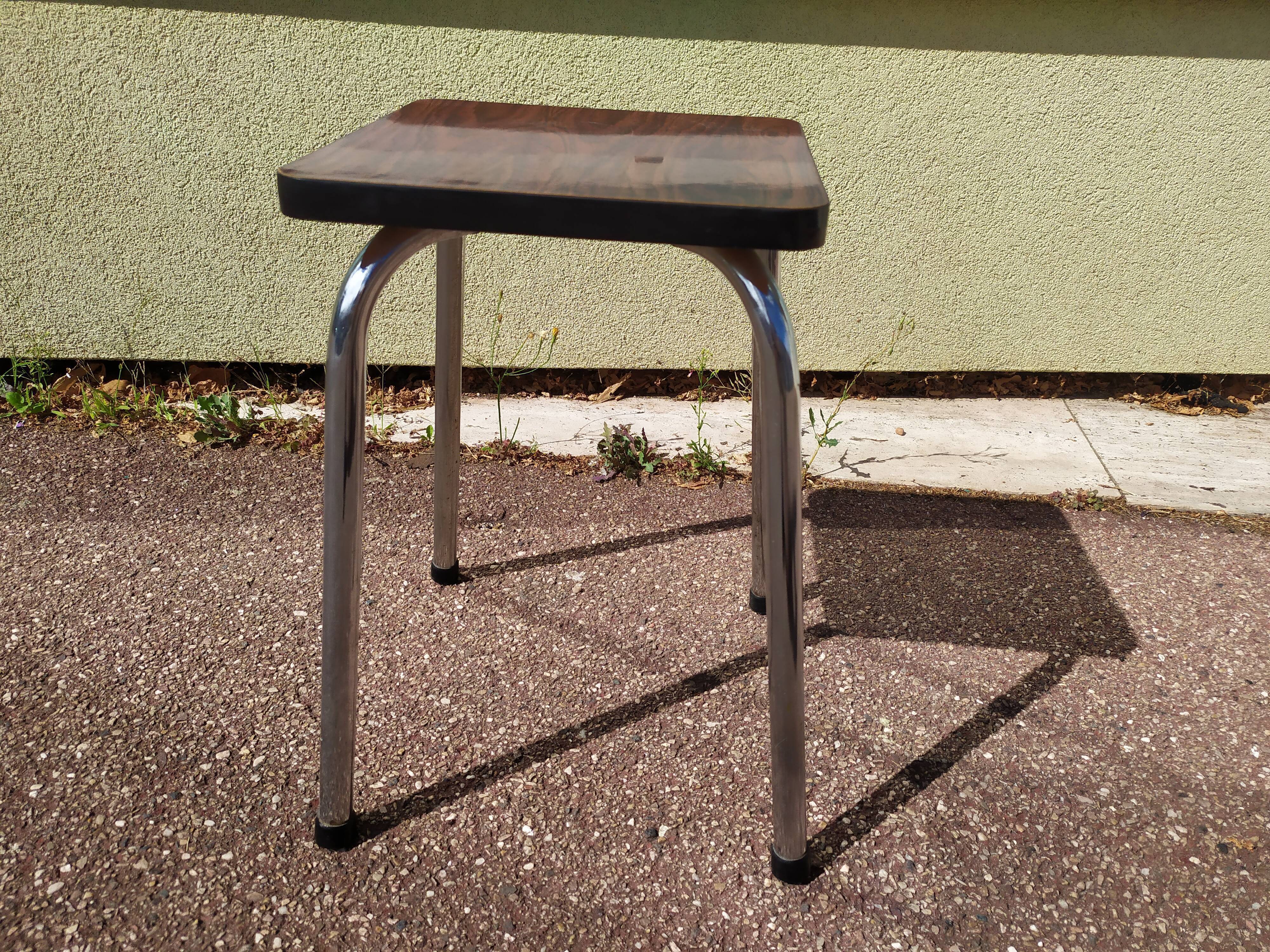 Formica stool, dark wood
