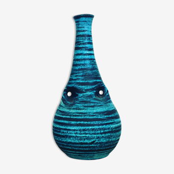 Vase accolay céramique grès bleu 1960