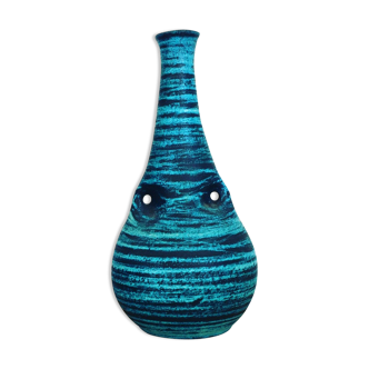 Vase accolay céramique grès bleu 1960