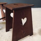 Arts & Crafts Heart Stools, Belgium, 1920s, Set of 2